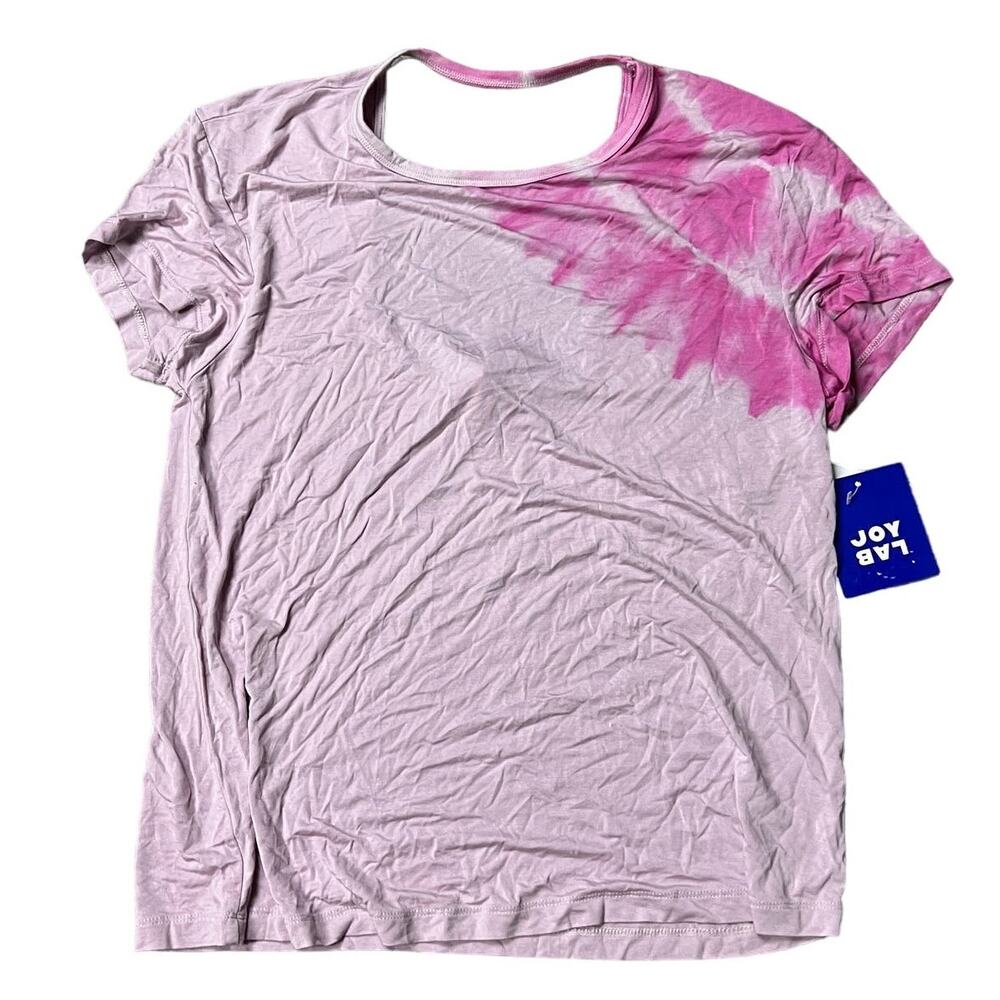JoyLab Women's Two-Tone Pink Scoop Back Short Sleeve T-Shirt - Size XS - NWT